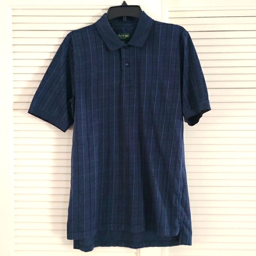 David Taylor Collection Polo. Sz Medium  Blue with Black Stripes
